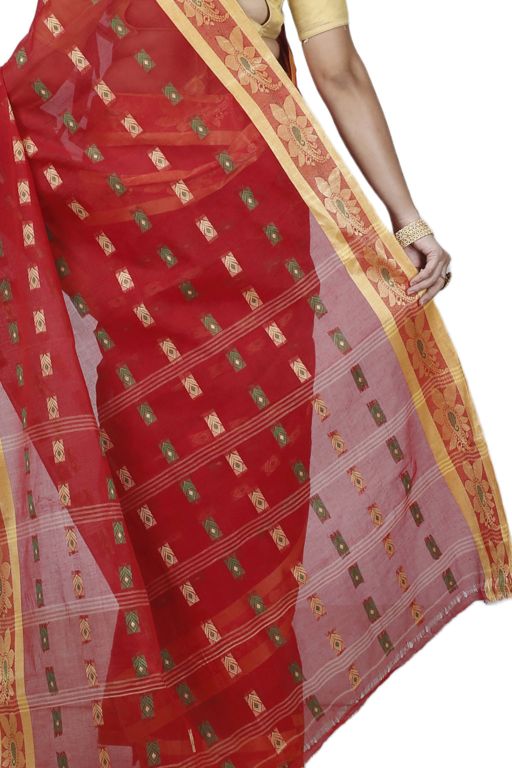 Red Pure Cotton Udaya Tant Saree (1148)